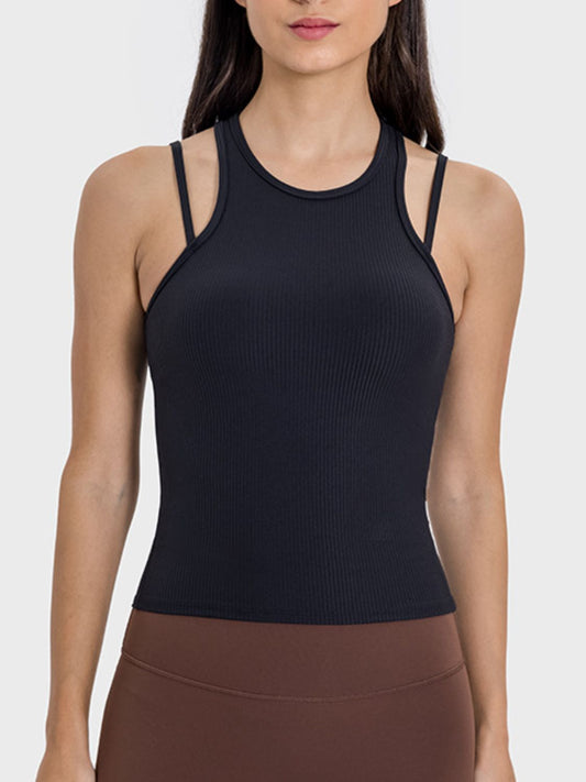 Millennia Cutout Round Neck Racerback Active Tank