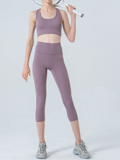 Wide Waistband Cropped Sports Leggings