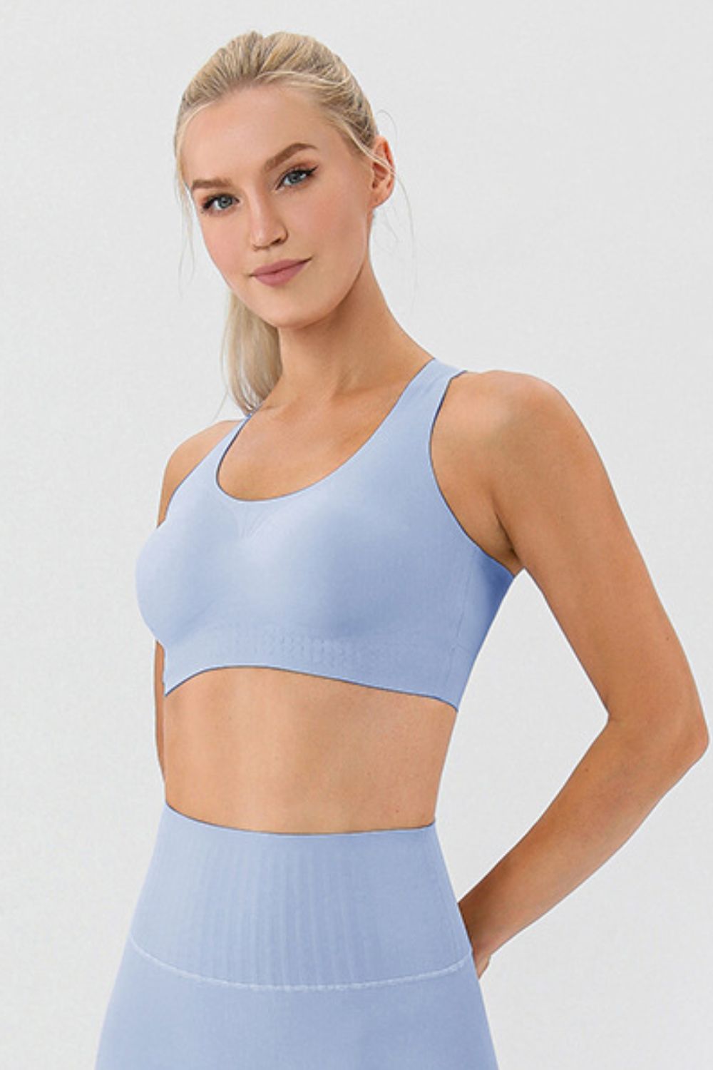 Round Neck Wide Strap Active Bra