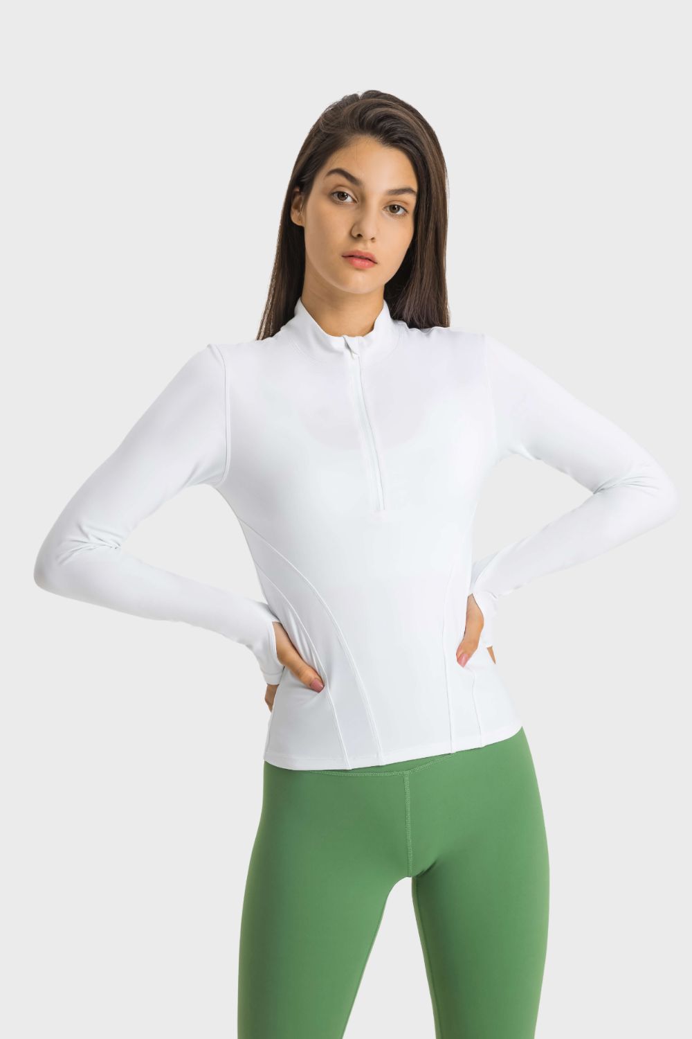 Millennia Half Zip Thumbhole Sleeve Sports Top