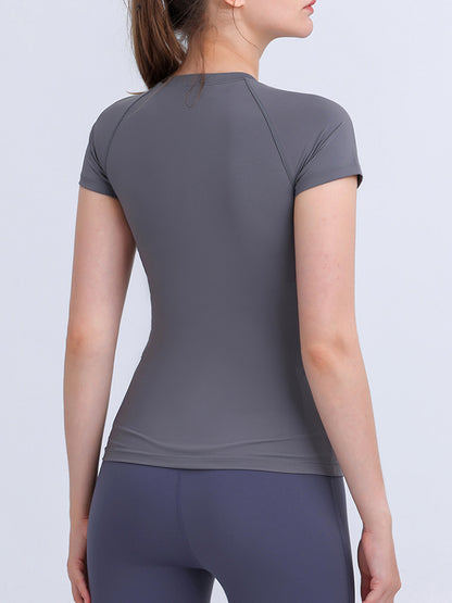 Round Neck Short Sleeve Active Top